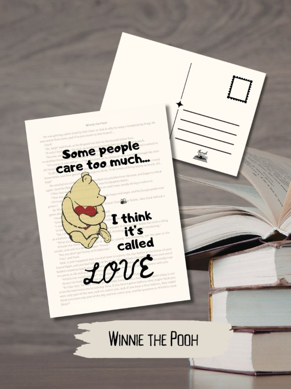 Winnie the Pooh Bookish Book Page Postcard Mini Art Print
